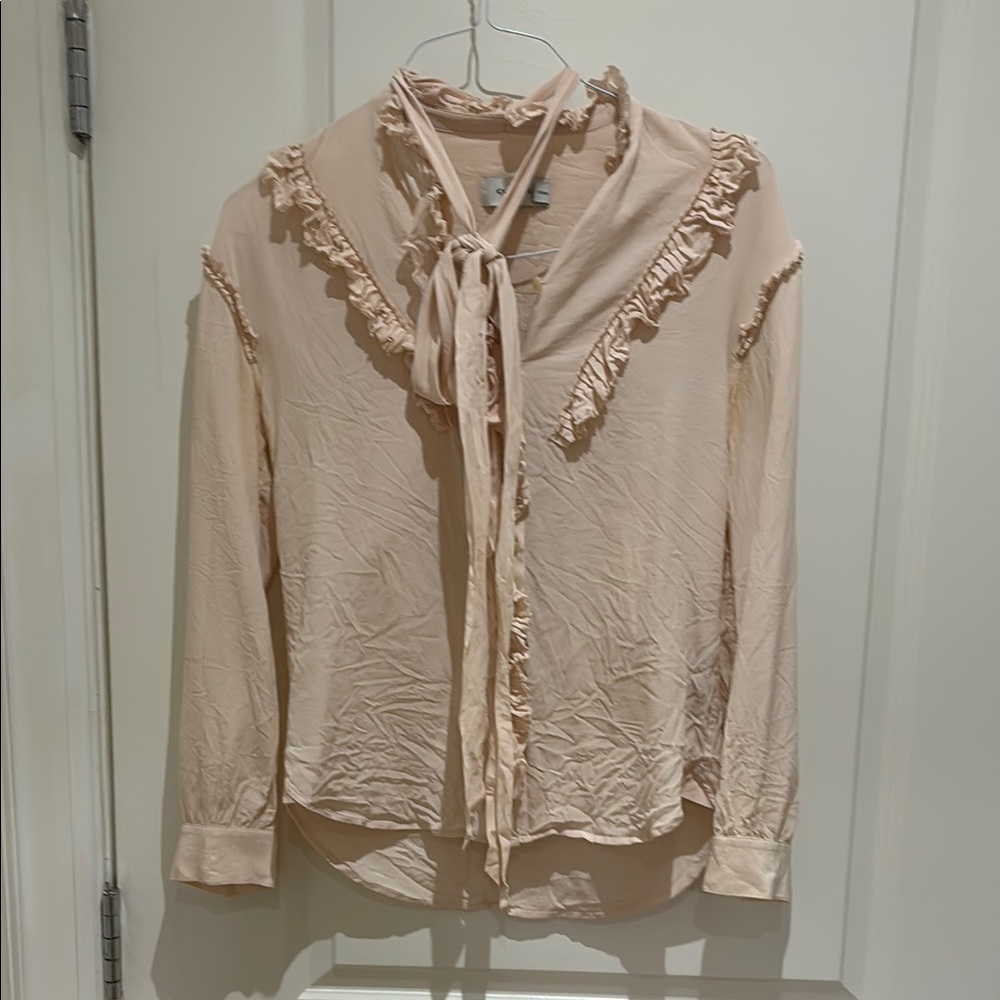 Women's Ruffle Tie-Neck Blouse - Cream